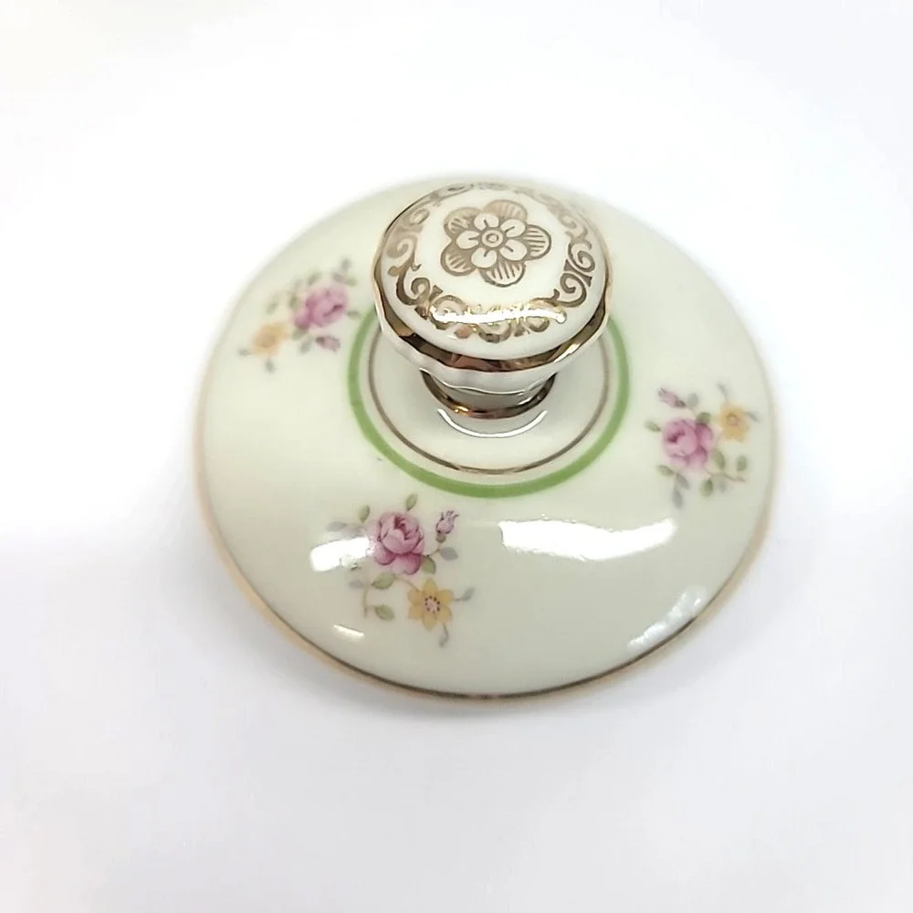 Bavaria Germany US Zone Sugar & Creamer-Ivory w/Pink/Yellow Flowers-Gold Trim